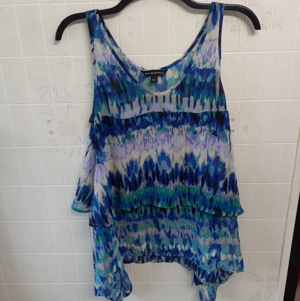 Rock & Republic Watercolor Sleeveless Tunic Top